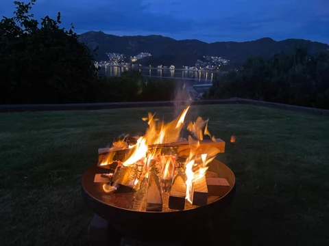 City skyline at dusk