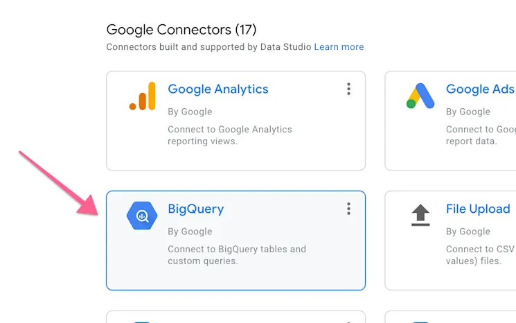 BigQuery connector in Data Studio