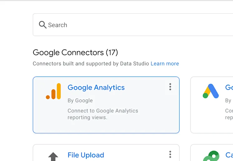 Google Analytics connector in Data Studio
