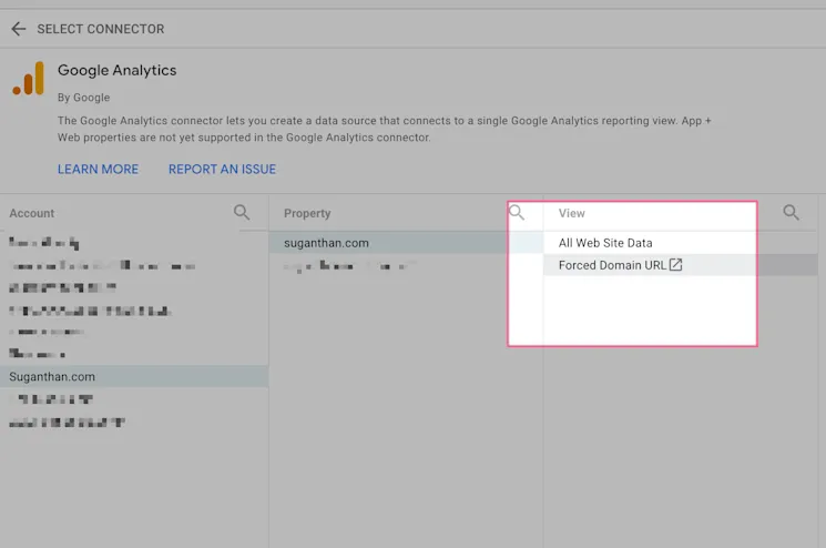 Google Analytics view with filter applied