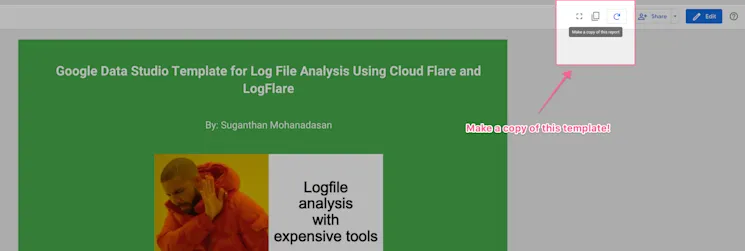 Make a copy of the Data Studio template