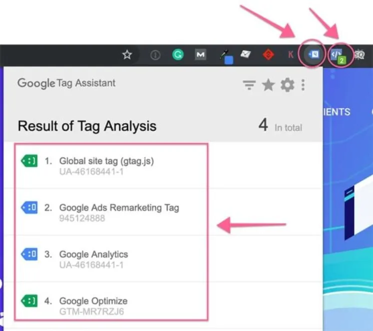 Tag Assistant Chrome extension