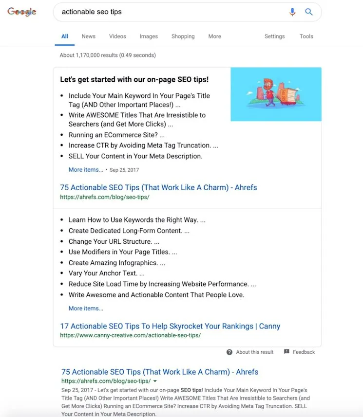 double featured snippets